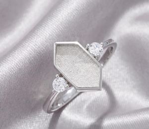 Anillo de Plata de Ley 925 con Bisel Hexagonal de 6x12mm para Guardar Leche Materna, Cenizas o Resina, Estilo Art Deco Vintage, Anillo en Blanco para DIY - Product Image 1