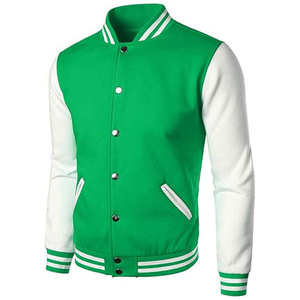 Veste de baseball tendance pour homme, couleur vert clair, fabriquée avec les meilleurs matériaux, boutonnée, coupe ample, unisexe. - Product Image 2