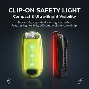 Clip-On Safety <b>Light</b> LED <b>Rechargeable</b> USB Touch Control IP65 Water Resistant <b>Night</b> Running <b>Light</b> with Multi-Functional Clip - Product Image 1