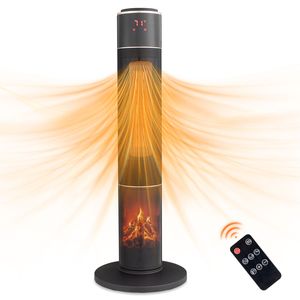 เครื่องทำความร้อนแบบทาวเวอร์เปลวไฟ 3 มิติ 1500 วัตต์ พร้อมเทอร์โมสตัท ตัวตั้งเวลาสั่นสะเทือน และรีโมทคอนโทรล (ปลั๊กแบบ US/UK) - Product Image 4