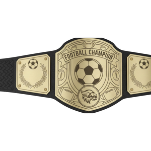 Football Champion Title Belt with Gold Emblem, Soccer & Football Designs Premium Quality Customizable Leather Belt - Product Image 4