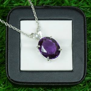 Pendentif en améthyste, collier en argent sterling 925, bijoux en pierres précieuses naturelles, cadeau élégant pour femmes, vente en gros - Product Image 4