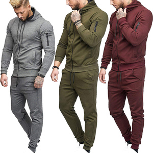 He She Wears Men's Solid Gray <b>Tracksuit</b> Set Full Sleeve Hooded Drawstring Sweatshirt Side Pockets Casual Streetwear Breathable - Product Image 5