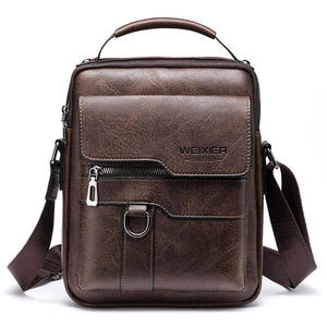 Classic Brown Leather Men Messenger <b>backpack</b> <b>student</b> Bag Waterproof Small Daypack Purse for Professional Work and Commute - Product Image 2