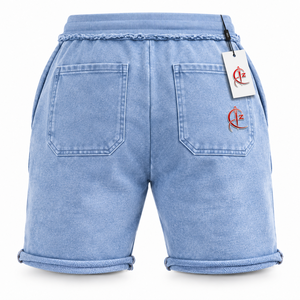 Shorts pour hommes délavés effet soleil, streetwear épais, vintage doré, déchirés et délavés à l'acide - Product Image 2