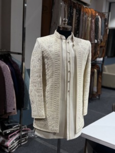 Sherwani Abierto para Hombre, Sherwani Bordado con Kurta para Boda India - Product Image 6