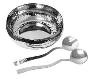 Bol à mélanger rond durable en acier inoxydable avec design martelé, idéal pour la préparation des aliments et la cuisine à domicile - Product Image 2