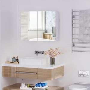 Mobile Bagno Moderno Bianco in MDF con Doppia Anta, Sospeso a Parete, Combinazione Lavabo e Mobile con Rivestimento in PVC per Esterni - Product Image 2