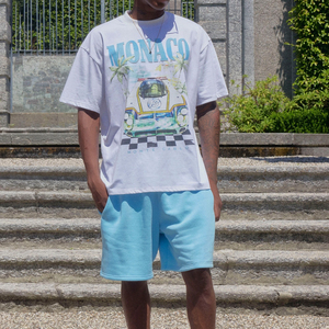 Ensemble T-shirt et short surdimensionné Monaco Printing pour homme, streetwear de qualité supérieure, 100% coton, vêtements décontractés, ensemble d'été - Product Image 4