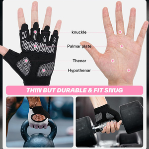 Guantes de Gimnasio para Levantamiento de Pesas, Cómodos Guantes de Entrenamiento con Acolchado en la Palma y Correas de Soporte para las Muñecas - Product Image 3