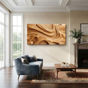 Mid Century Large Sculpture Wall For Entryway Inspiration Handcrafted Solid Wood 3D Sculpture Wall Art For Home Living Room - Product Image 4