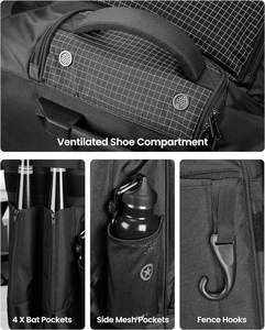 American League <b>Rolling</b> Baseball Bag – Wheeled Bat <b>Backpack</b> with 4 Bat Pockets for Professional Players - Product Image 5