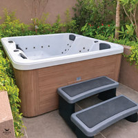 Spa de nage extérieur rectangulaire de luxe pour 3 adultes, éco-responsable, avec système Balboa, en acrylique, et bain à remous massant à air.