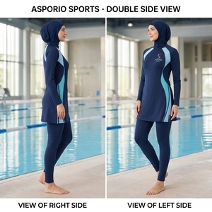 OEM ODM Custom <b>Burkini</b> 3-Piece Set High Quality Muslim Swimwear <b>Plus</b> <b>Size</b> Solid Front Logo Breathable Low MOQ Clothing Designs - Product Image 6