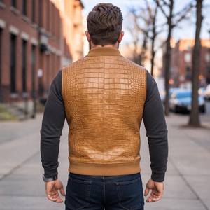 For Embossed <b>Leather</b> <b>Vest</b> Handmade Breathable Windproof Biker Western Style Gilet for <b>Men</b> - Product Image 4