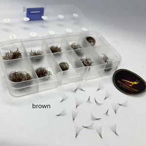 Extensiones de Pestañas Preformadas de Colores, Pestañas Sintéticas Naturales Largas Mixtas CC/DD/M/L, Curvatura Marrón Súper Negro 0.03mm-0.07mm - Product Image 1