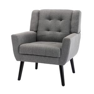Fauteuil d'appoint ergonomique moderne avec revêtement en lin doux, pieds gris clair, modèle D0100HPGHSU, pour salon, chambre à coucher, usage intérieur - Product Image 3