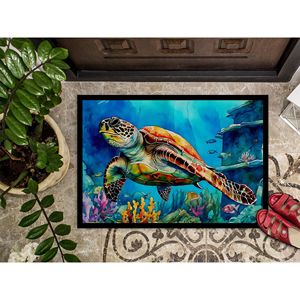 Tappeto Zerbino Tartaruga Marina Loggerhead Antiscivolo Lavabile a Pelo Corto per Interni/Esterni 24L X 36L Tappetino per Ingresso Porta Anteriore - Product Image 3