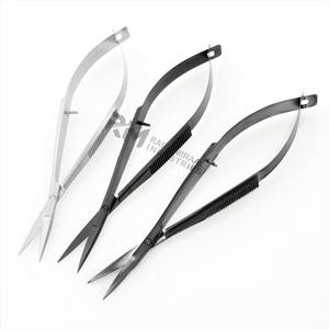 Best Ranking Product Silver Shin And Black Plasma Coated Color Stainless Steel Scissor Sharp Straight Tip Spring Scissor Set - Product Image 1