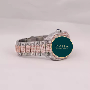 Luxury Unisex Stainless Steel Round <b>Watch</b> with Diamond Bezel and Band Analog <b>Mechanical</b> Movement Water Resistant Butterfly Clasp - Product Image 2