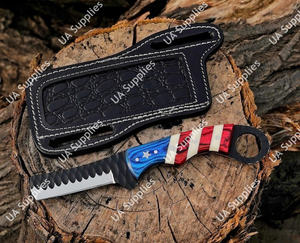 Cuchillo de herrador forjado a mano con mango de bandera americana, raspador de dedos, espalda recta, afilado como una navaja, para toros, estilo vaquero occidental, ODM - Product Image 5