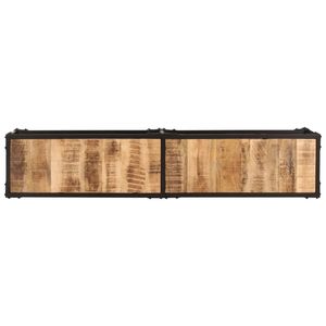 Meuble TV en bois de manguier massif avec support en fer thermolaqué, couleur bois naturel moyen - Product Image 3