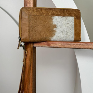 กระเป๋าสตางค์หนังวัวหรูสไตล์ตะวันตกแบบใหม่มีซิปปิดด้วยสายหนังแท้สำหรับผู้หญิงกระเป๋าใส่บัตรเครดิต/โทรศัพท์ - Product Image 4