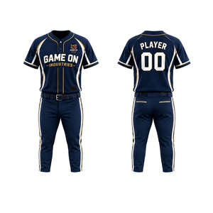 Ensemble d'uniformes de baseball à manches courtes, maillot personnalisé avec nom d'équipe et numéro de joueur, tenue de sport 100 % polyester avec élastique sur le devant - Product Image 3