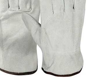 Gants de sécurité industriels pour hommes HY/OEM HY-W704, en cuir de vachette croûte, blancs, taille L, 10 pouces, flexibles et texturés, pour camionnage, jardinage et construction - Product Image 5