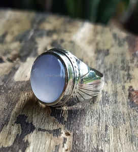 Bague en argent sterling 925 calcédoine, bague en argent faite à la main, bague ovale en pierres précieuses, bague d'anniversaire, bague de promesse - Product Image 6