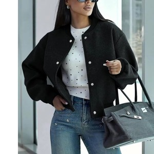 Veste courte pour femme à manches longues, couleur unie, en coton tricoté, prix d'usine, options OEM personnalisées - Product Image 1