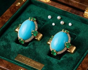 Pendientes de Turquesa Natural con Detalles de Perlas de Imitación, Latón Chapado en Oro, Diseño Moderno, Regalo de Piedra de Nacimiento de Diciembre para Ella - Product Image 5