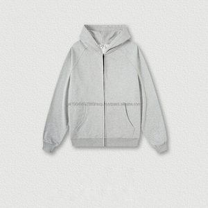 เสื้อมีฮู้ดสำหรับผู้ชายมีซิปสีทึบแขนแร็กแลน GSM 445ออกแบบได้ตามต้องการ - Product Image 6