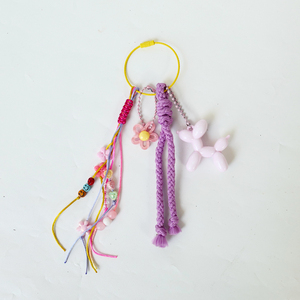 Handmade <b>Dog</b> Bag <b>Charm</b> Keychain Cute Braided Cord Flower Beads Aesthetic Backpack Purse Ring Pendant Gift Collection Set - Product Image 1