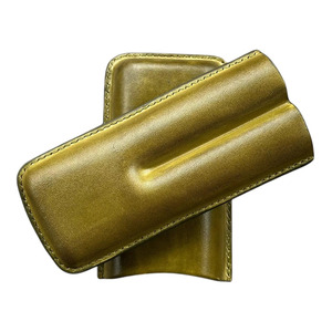 Estuche de viaje de cuero de alta calidad para cigarros con cortador integrado, funda protectora con acabado de cuero genuino y cortador integrado. - Product Image 3