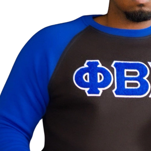 Sudadera de Fraternidad Phi Beta Sigma Azul y Negra con Letras Griegas, Cuello Redondo, Chenilla, Corte Clásico, Premium para Hombre - Product Image 3