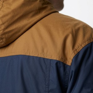 Men Navy Brown Contrast Hooded Windbreaker Jacket Lightweight Waterproof Zip Up Outdoor Sports Casual Trendy Streetwear <b>Coat</b> - Product Image 3