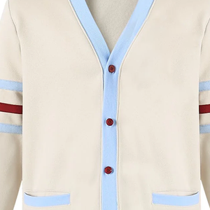 Kankakee for Wool Cashmere V Neck Winter Fleece <b>Cardigan</b> Knit Sweater Front <b>Pockets</b> Embroidered Logo Patch Soft Cozy Style - Product Image 6