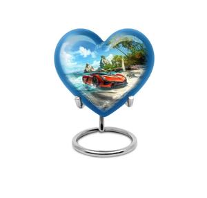 Belle urne funéraire en forme de cœur pour cendres, urne souvenir en forme de cœur avec support et boîte, petite, pour cendres humaines - Product Image 6