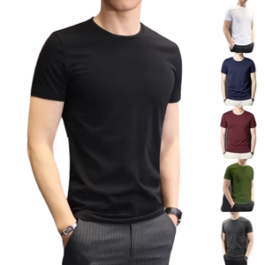 T-shirt pour homme à manches courtes, col rond, coupe classique, 100% coton, couleur unie blanc pur, séchage rapide, respirant, logo personnalisé OEM sur le devant - Product Image 4