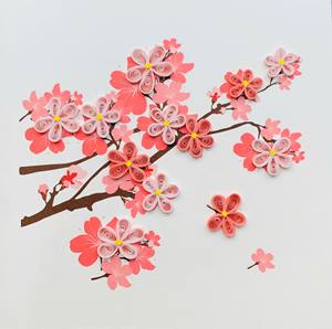 Tarjeta de quilling de papel rosa con diseño de flor de cerezo Sakura, tarjeta hecha a mano con sobre, tarjeta de felicitación especial para regalos - Product Image 1