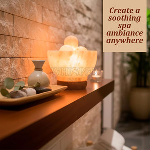 Cozy Light Whisper Salt Top A+ Grade Himalayan <b>Mini</b> Salt <b>Lamp</b> Carved Natural Glow Home Decor Real Touch Modern Design WS-023 - Product Image 4