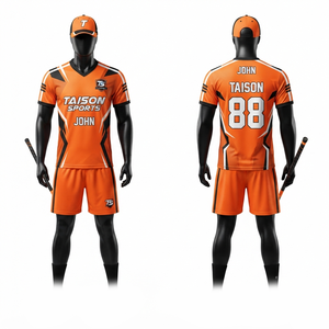 Uniforme de Floorball de Poliéster Interlock Premium de 240g, Transpirable, Antibacterial, con Paneles Marrón y Naranja, Logotipo Personalizado con Transferencia Térmica - Product Image 4