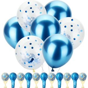 Palloncini Blu Metallizzato da 12 Pollici e Coriandoli, Confezione da 54 per Feste di Compleanno - Product Image 1