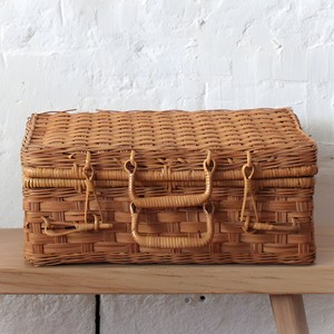 Natural rattan briefcase mini <b>suitcase</b> multifunctional lid box for gift & picnic essentials storage - Product Image 2