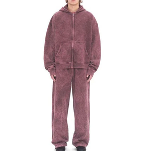 Men's Washed customised <b>colours</b> Tracksuit <b>Set</b> Solid Color Loose Fit Casual Full Length With Side Pockets Autumn Wear - Product Image 4