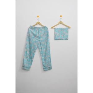 Conjunto de Pijama para Mujer con Estampado Artesanal Indio a Excelente Precio, Ropa de Dormir de Manga Larga, Conjunto de Tres Piezas - Product Image 3