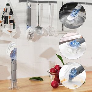 Set di 2 Spazzole per Piatti con Dispenser di Sapone e Supporto, Kit per Pulizia e Lavaggio per Casa o Ufficio - Product Image 6