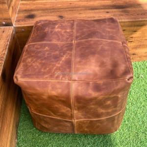OEM/ODM nueva venta caliente suave muebles de sala de estar sentado cuadrado marrón cuero genuino otomano PUF cubierta reposapiés - Product Image 5
