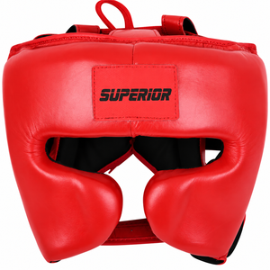 Casque de boxe Superior International SI-HG-01 en cuir bleu, à lacets, sangle réglable, respirant, confortable, MMA, kickboxing - Product Image 3